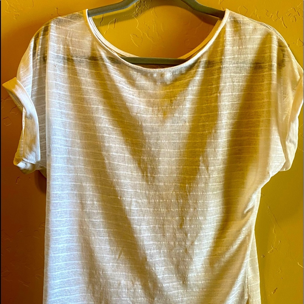 Romy Sheer Cream Blouse- Button Up Back Size Small